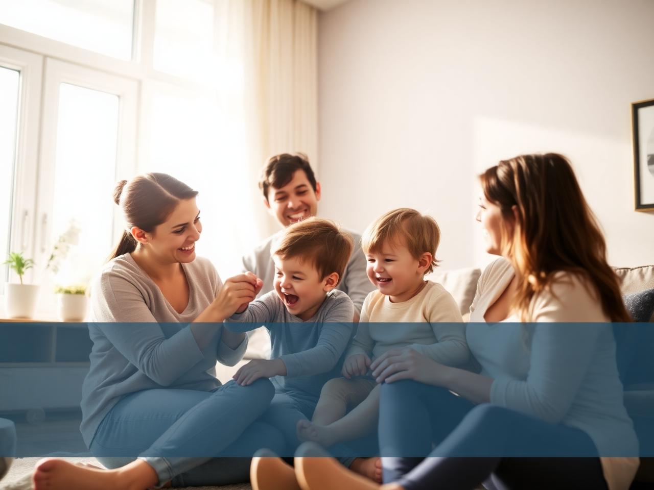 A family together at home, protected by Ladder term life insurance